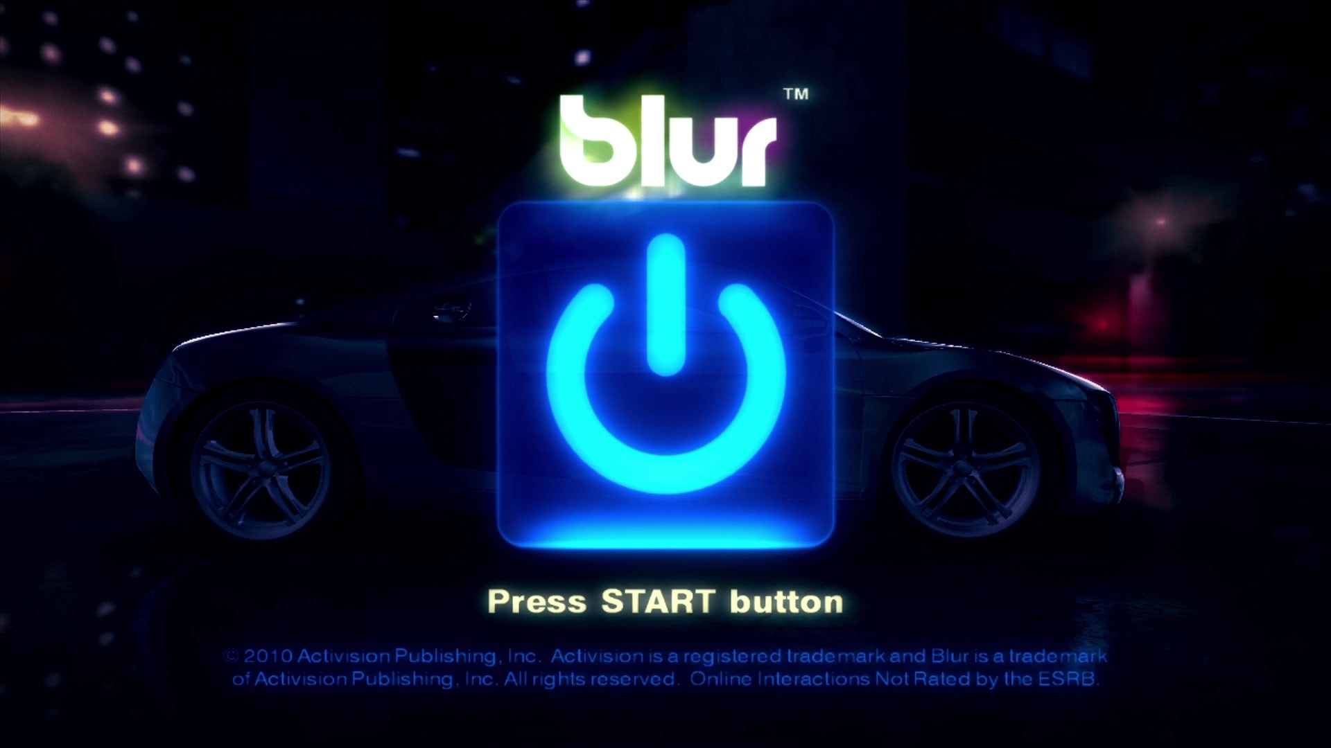 Blur title screen for Xbox 360
